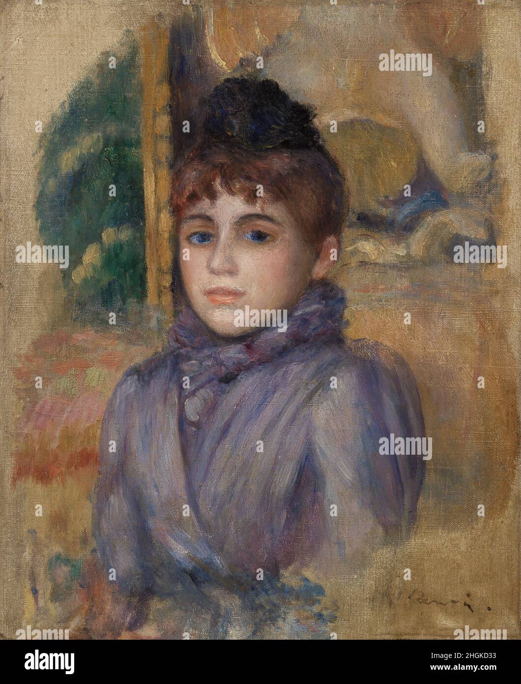 Portrait de jeune femme - 1885c. - olio su tela 28,5 x 23,5 cm - Renoir Auguste Foto Stock