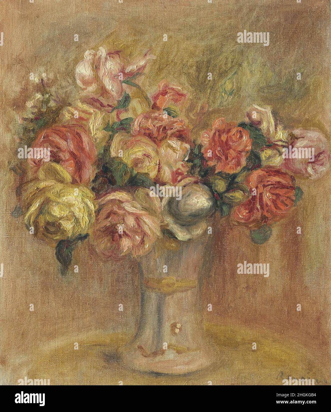 Renoir Auguste - Collezione privata - Roses dans un vase de fleurs - no date - olio su tela 42,1 x 36,7 cm Foto Stock