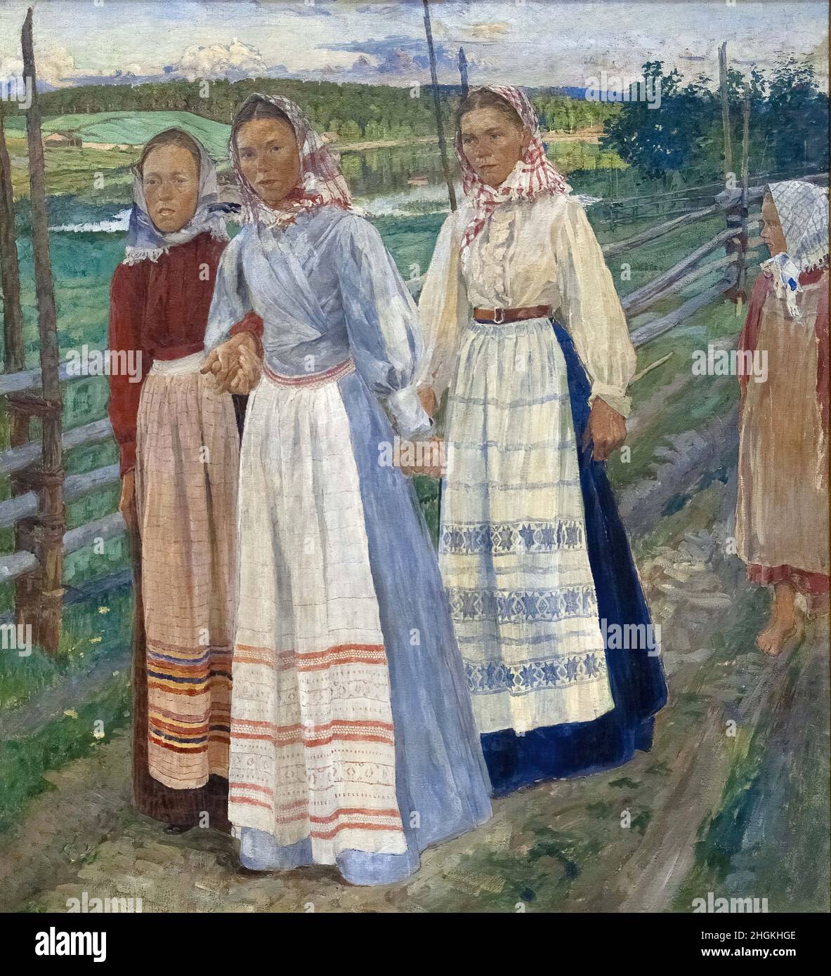 Sabato sera - 1900 - olio su tela 109 x 99 cm - Wilhelmson Carl Foto Stock