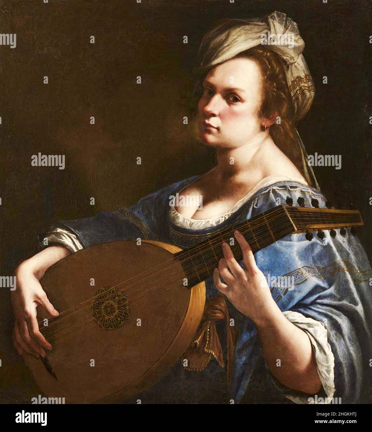 Auto-Ritratto come Lute Player - 1615 18c. - olio su tela 77,5 x 71,8 cm - Gentileschi Artemisia Foto Stock