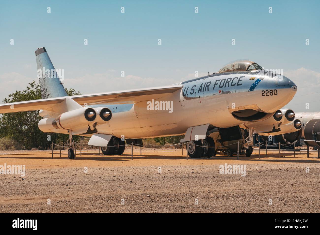 Un Boeing B-47 Stratojet in pensione dell'aeronautica statunitense in mostra statica al National Museum of Nuclear Science & History di Albuquerque, New Mexico Foto Stock