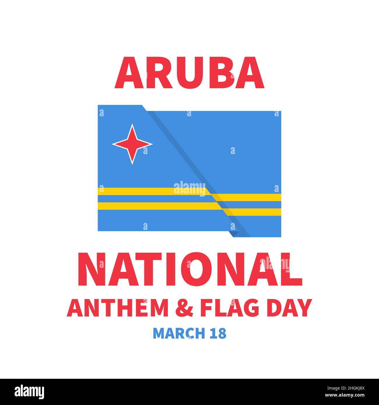 Poster tipografico dell'inno nazionale di Aruba e del giorno della bandiera. Festa celebrata il 18 marzo. Modello vettoriale per poster tipografico, banner, biglietto d'auguri, fl Illustrazione Vettoriale