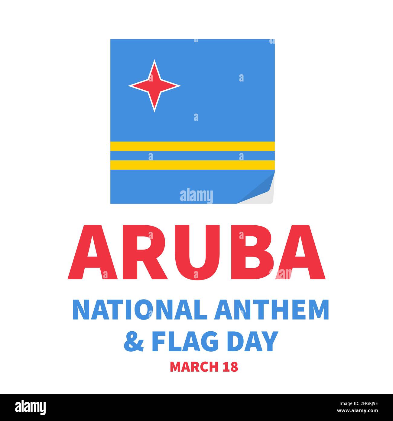 Poster tipografico dell'inno nazionale di Aruba e del giorno della bandiera. Festa celebrata il 18 marzo. Modello vettoriale per poster tipografico, banner, biglietto d'auguri, fl Illustrazione Vettoriale