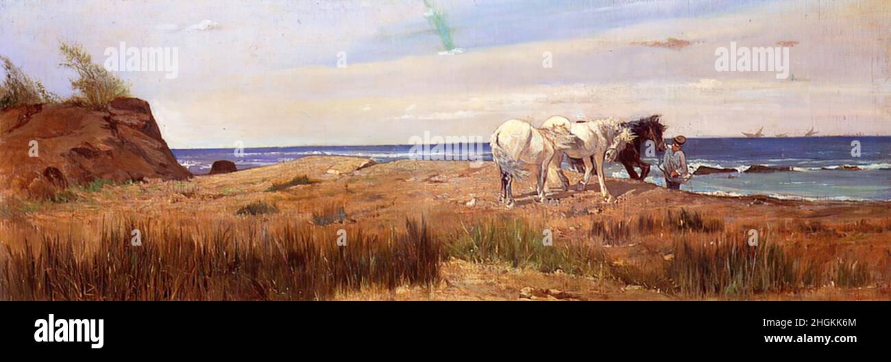 Niere al vento - no date - olio su tela 37 x 107 cm - fattori Giovanni Foto Stock