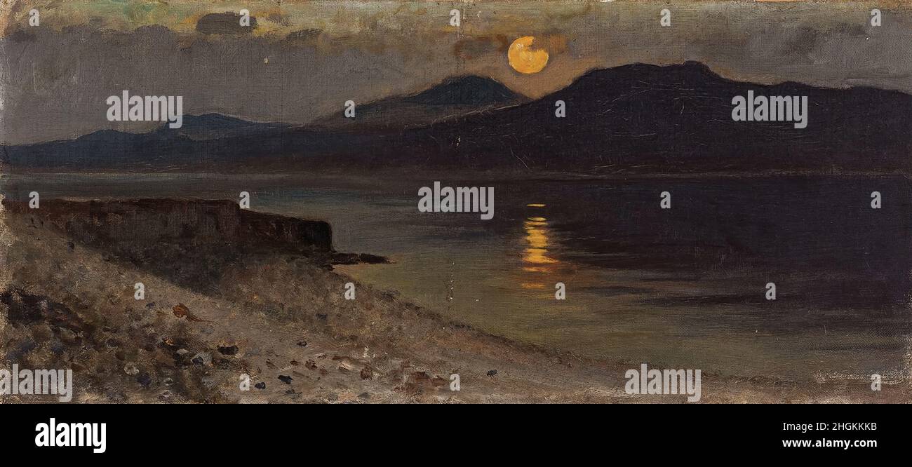 Cabianca Vincenzo - Collezione privata - Lago di Garda - 1880 85c. - olio su tela adagiata su cartone 16,3 x 37 cm - Foto Stock