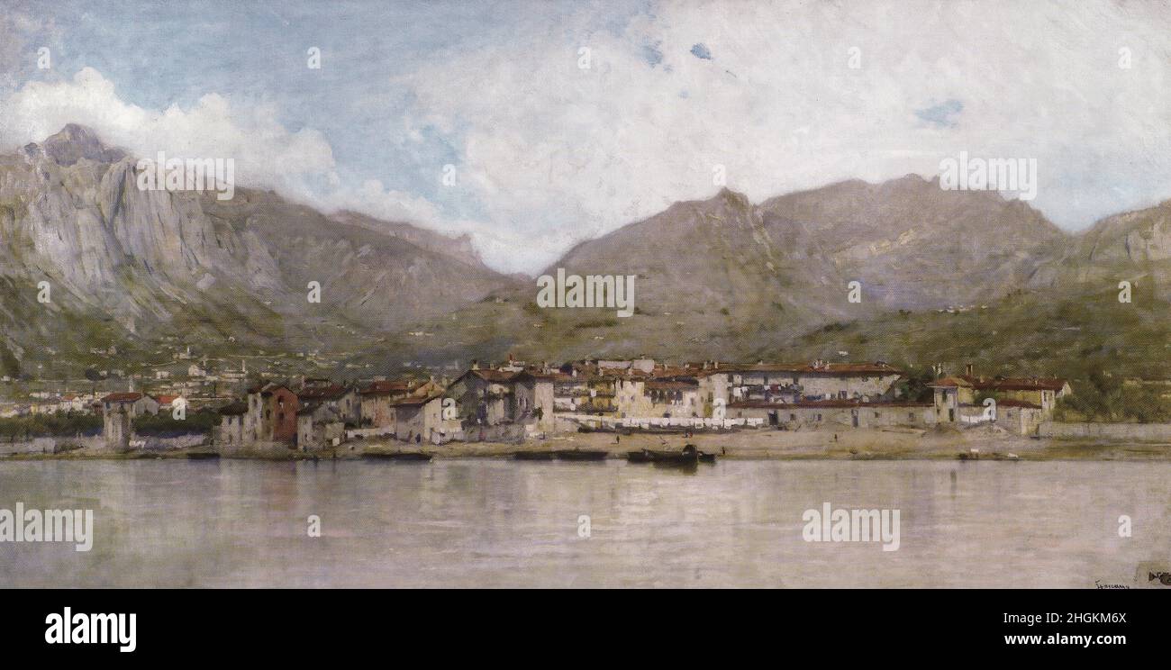 Carcano Filippo - Collezione privata - Allegria - Pescarenico nel Lago di Lecco - 1880 - olio su tela 100 x 200 cm - Foto Stock
