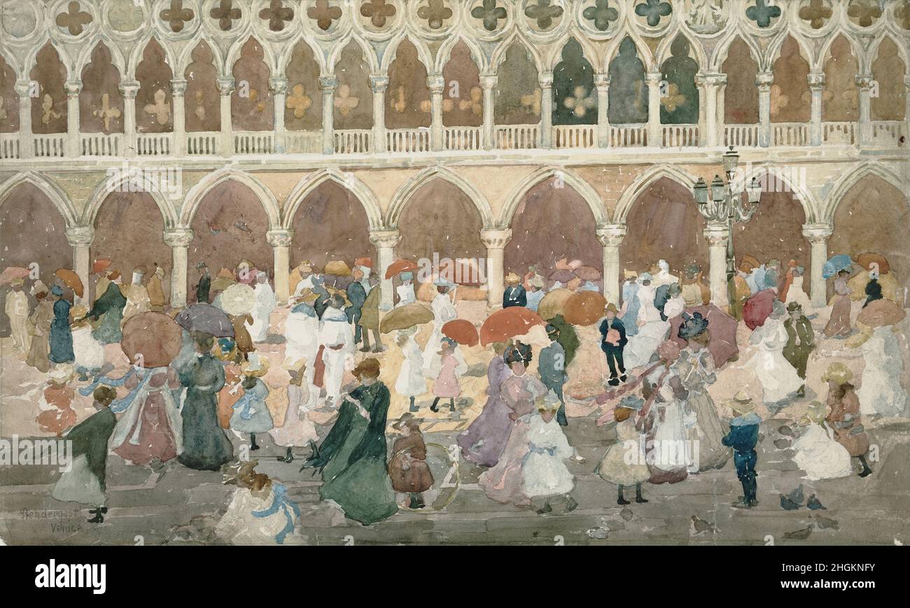 Nonnlight sulla Piazzetta - 1898 99 - acquerello sulla carta 31,4 x 52,4 cm - Prendergast Maurice Brasile Foto Stock