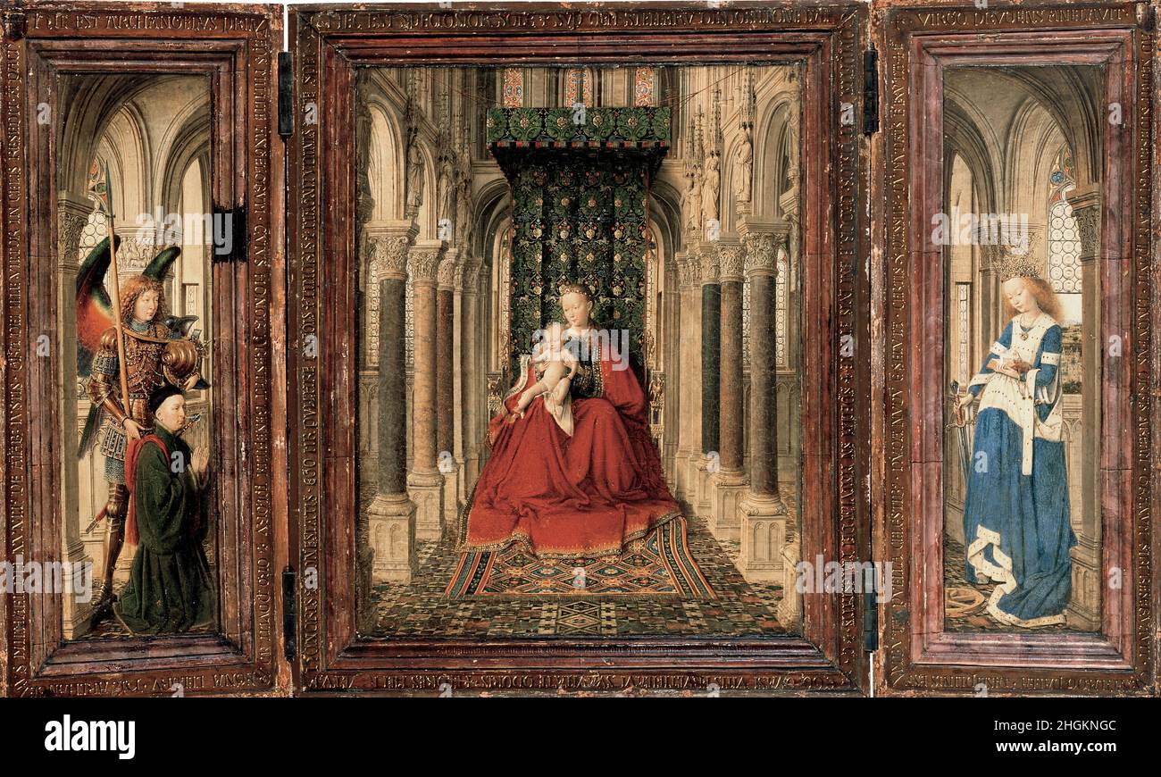 Tritico di Dreda - olio su legno 27,5 x 37,5 cm - Van Eyck Jan Foto Stock
