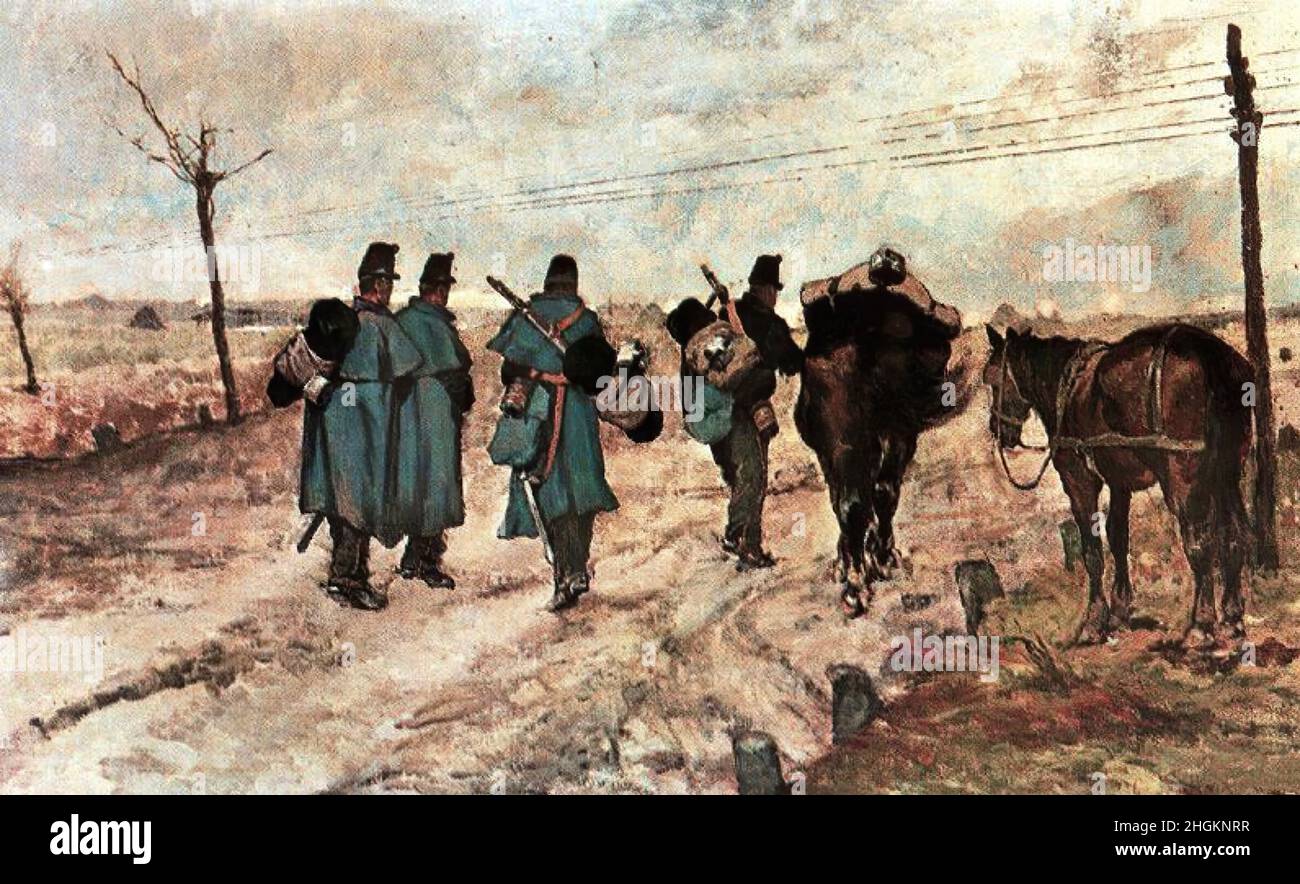 Militanti in marcia - 1890 00 - olio su tela 37 x 62 cm - fa02Fattori Giovanni Foto Stock