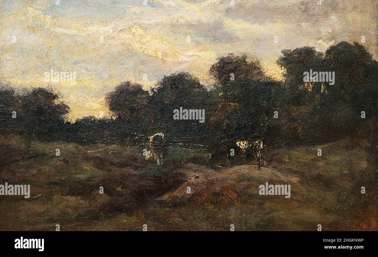 Prado con vacas - 1883 - olio su tela 31,4 x 43,8 cm - vg13Van Gogh Vincent Foto Stock