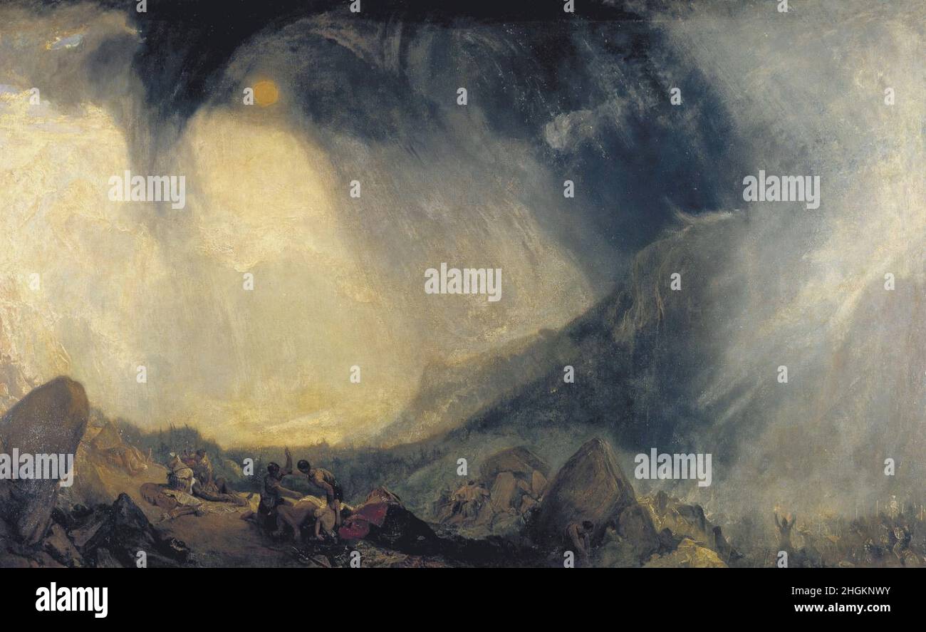 Tempesta di neve, Annibale e la sua Esercito che attraversa le Alpi - 1812 - olio su tela 146 x 237,5 cm - Turner Joseph Mallord William Foto Stock