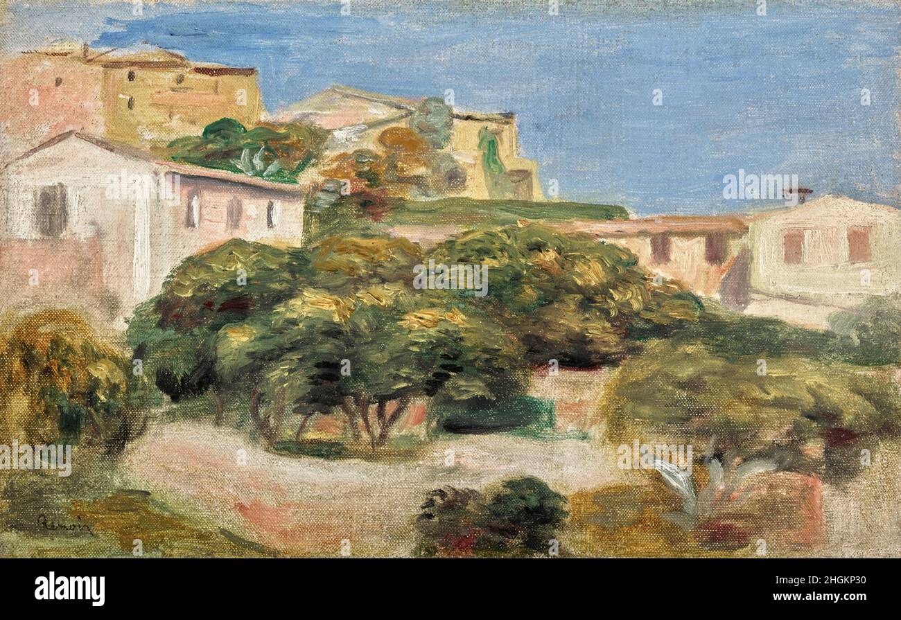 Renoir Auguste - Collezione privata - Vue de Cagnes - 1910c. - olio su tela 21 x 33,3 cm Foto Stock