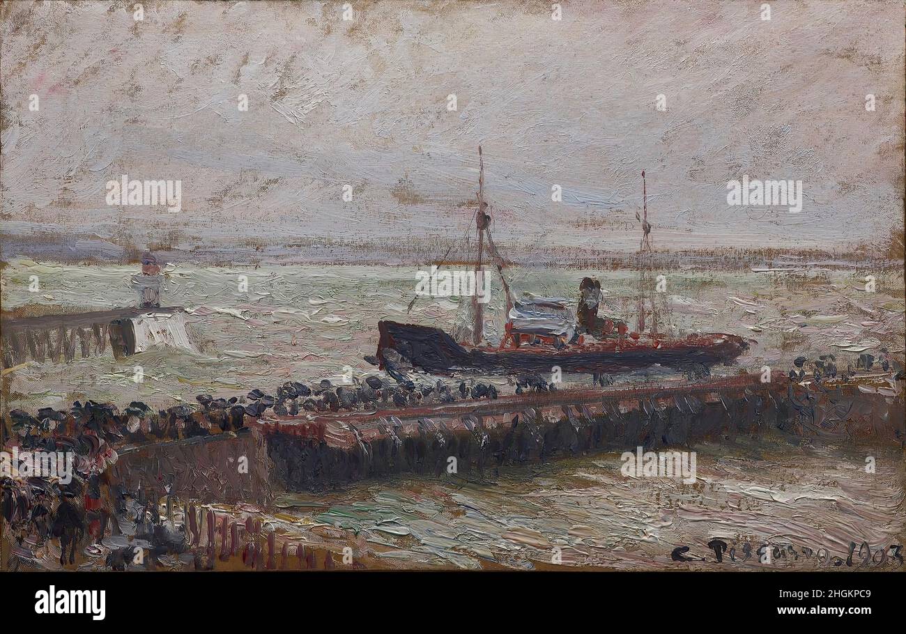 Nave che entra nel porto a le Havre - 1903 - olio su tela 17,7 x 28,5 cm - pi10Pissarro Camille Foto Stock