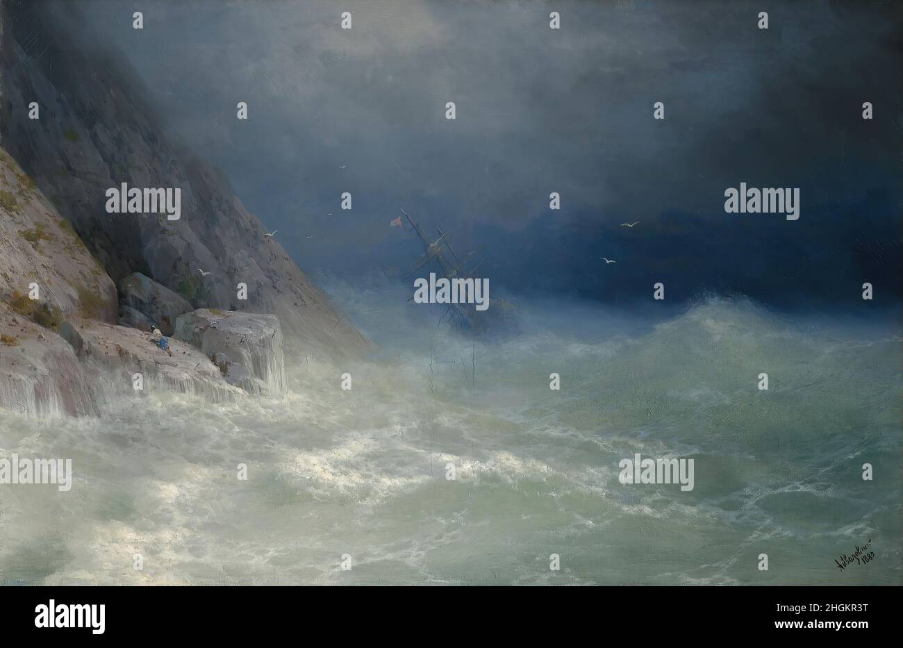 L'onrvivor - 1880 - olio su tela 65 x 99 cm - Ajvazovskij Ivan Konstantinovič Foto Stock