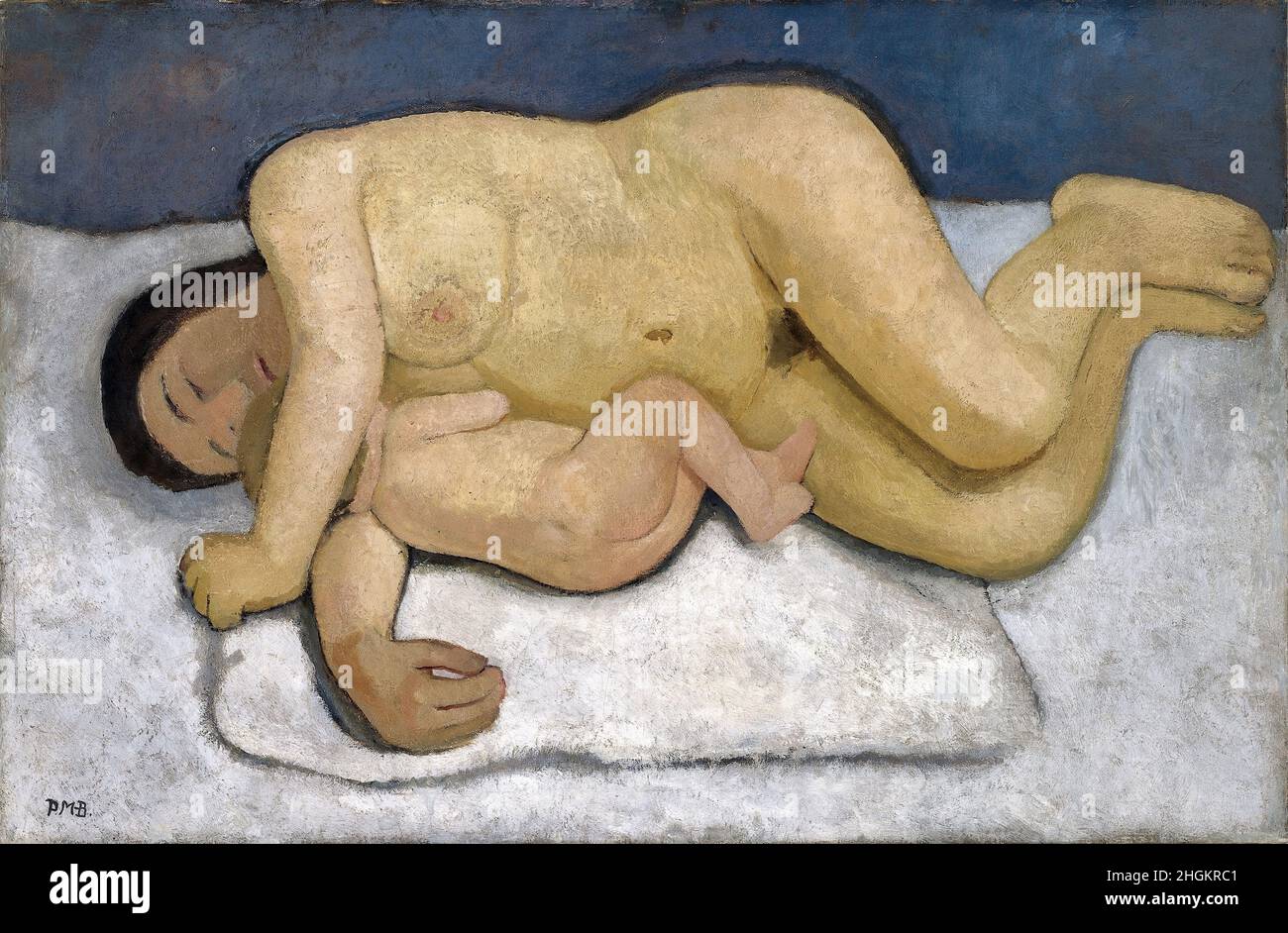 Madre sdraiata con bambino II - 1906 - olio su tela 82,5 x 124,7 cm - Modersohn-Becker Paula Foto Stock