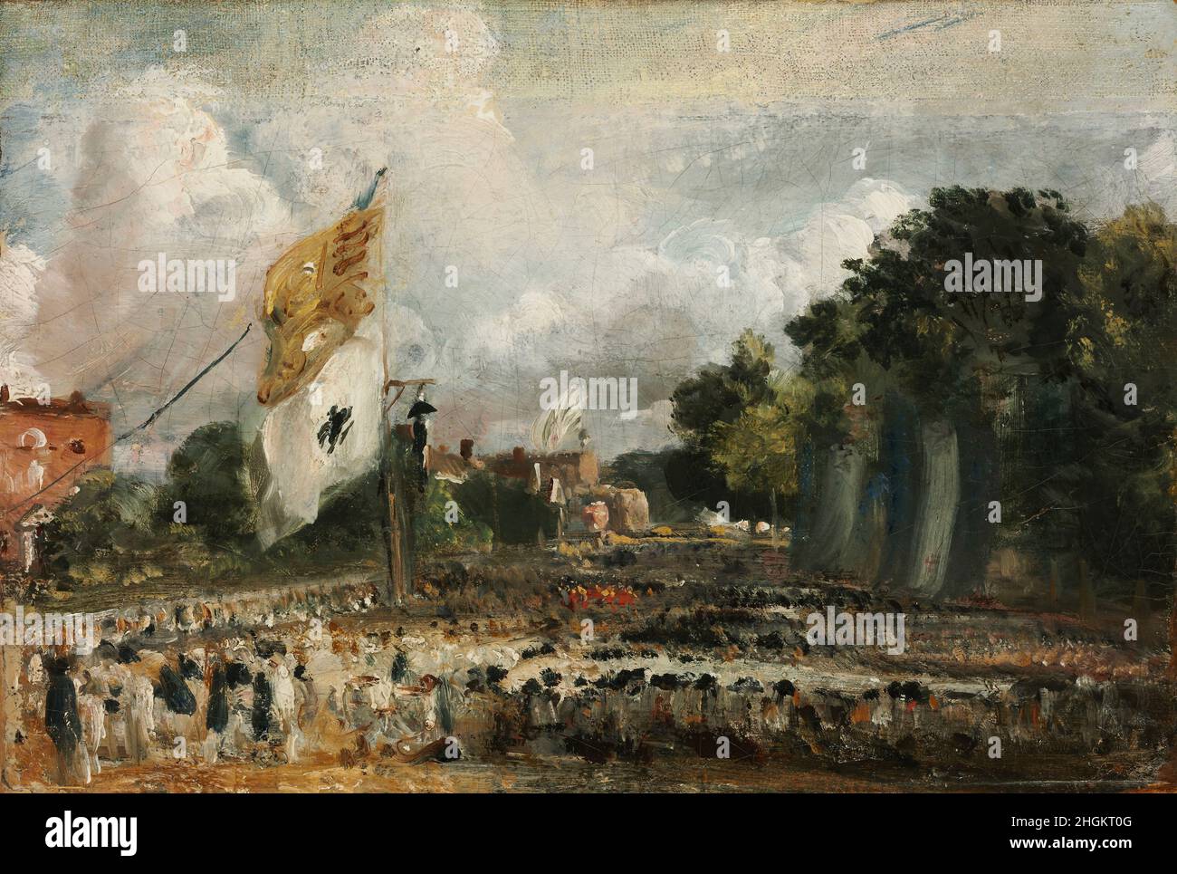 La celebrazione della Pace Generale del 1814 in East Bergholt - 1814 - olio su tela 23 x 33,5 cm - Constable John Foto Stock