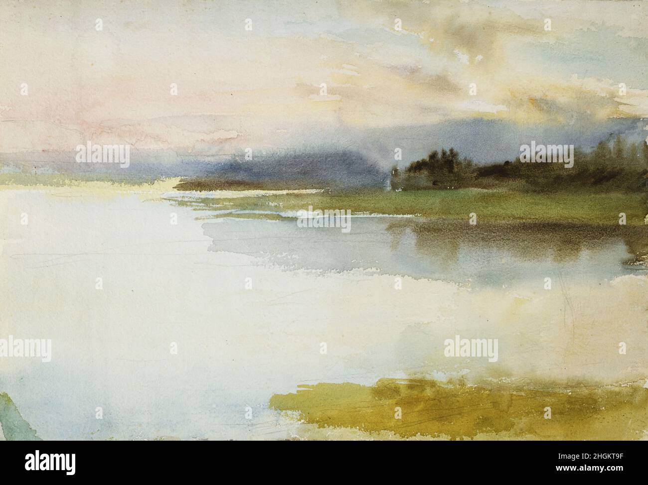 Spiaggia la sera - 1890 99 - Acquerello su carta 32,5 x 48,5 cm - Edelfelt Albert Foto Stock