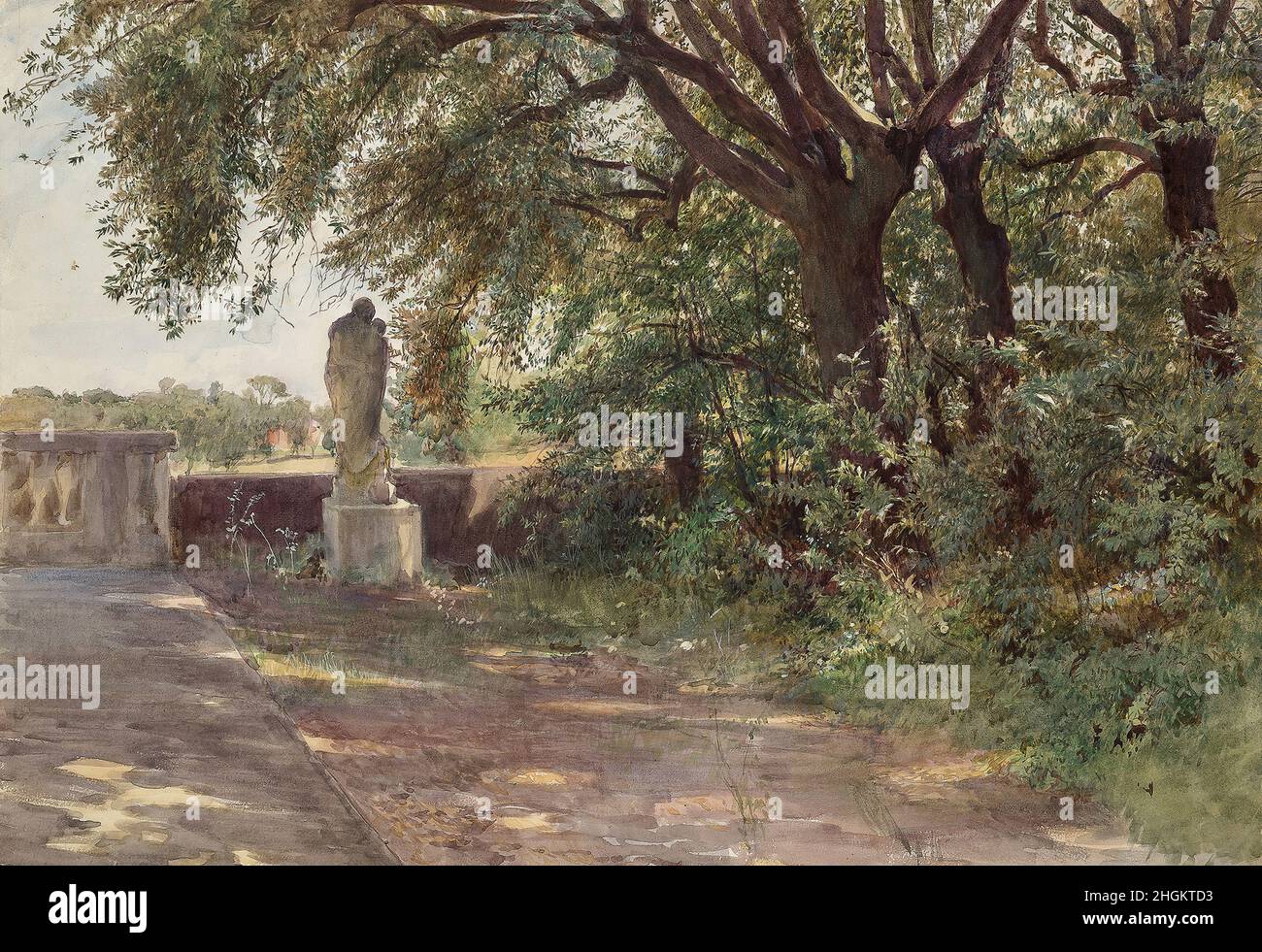 Passini Ludwig Johann - Collezione privata - Parco Italienischer - 1880 - acquerello su carta 37 x 55 cm Foto Stock