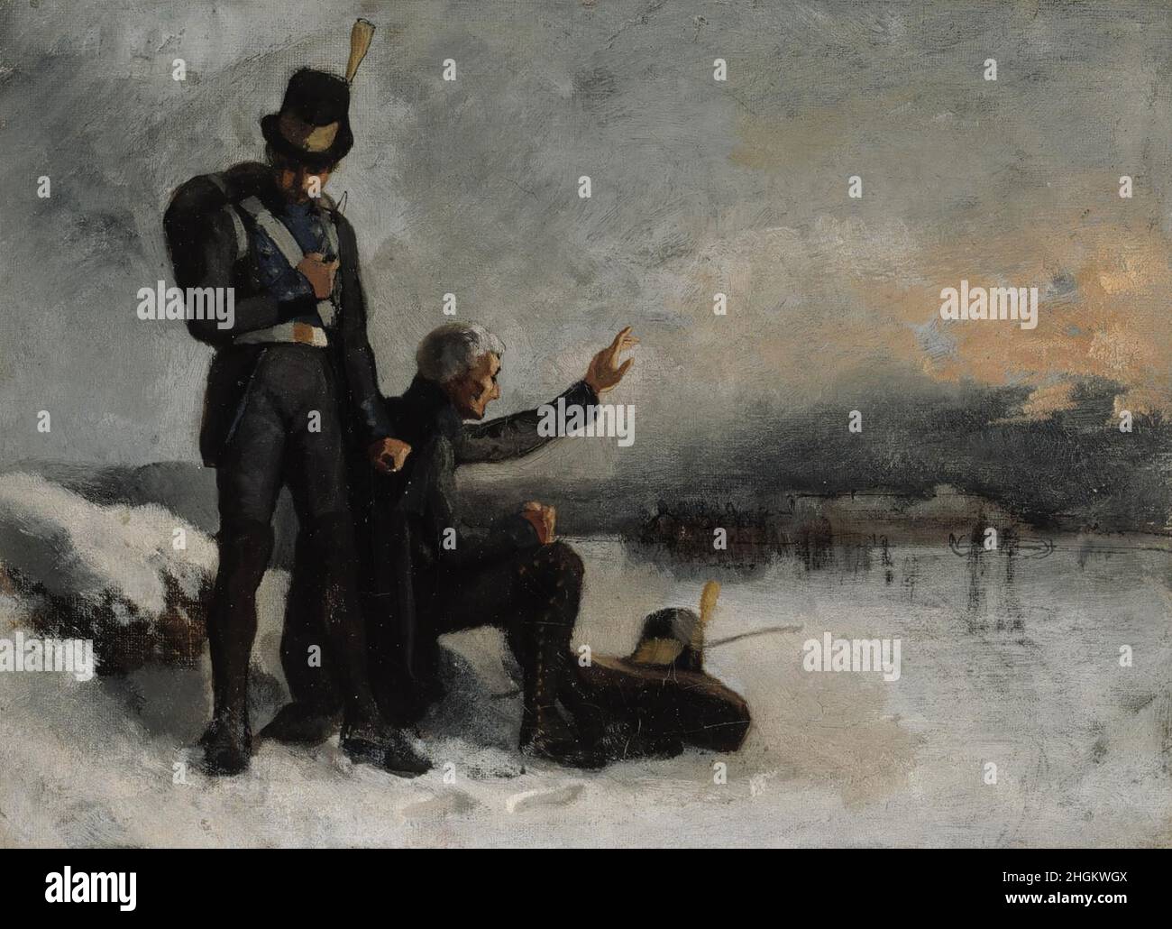 Scena della guerra finlandese - 1874 - olio su tela 22 x 30 cm - Edelfelt Albert Foto Stock