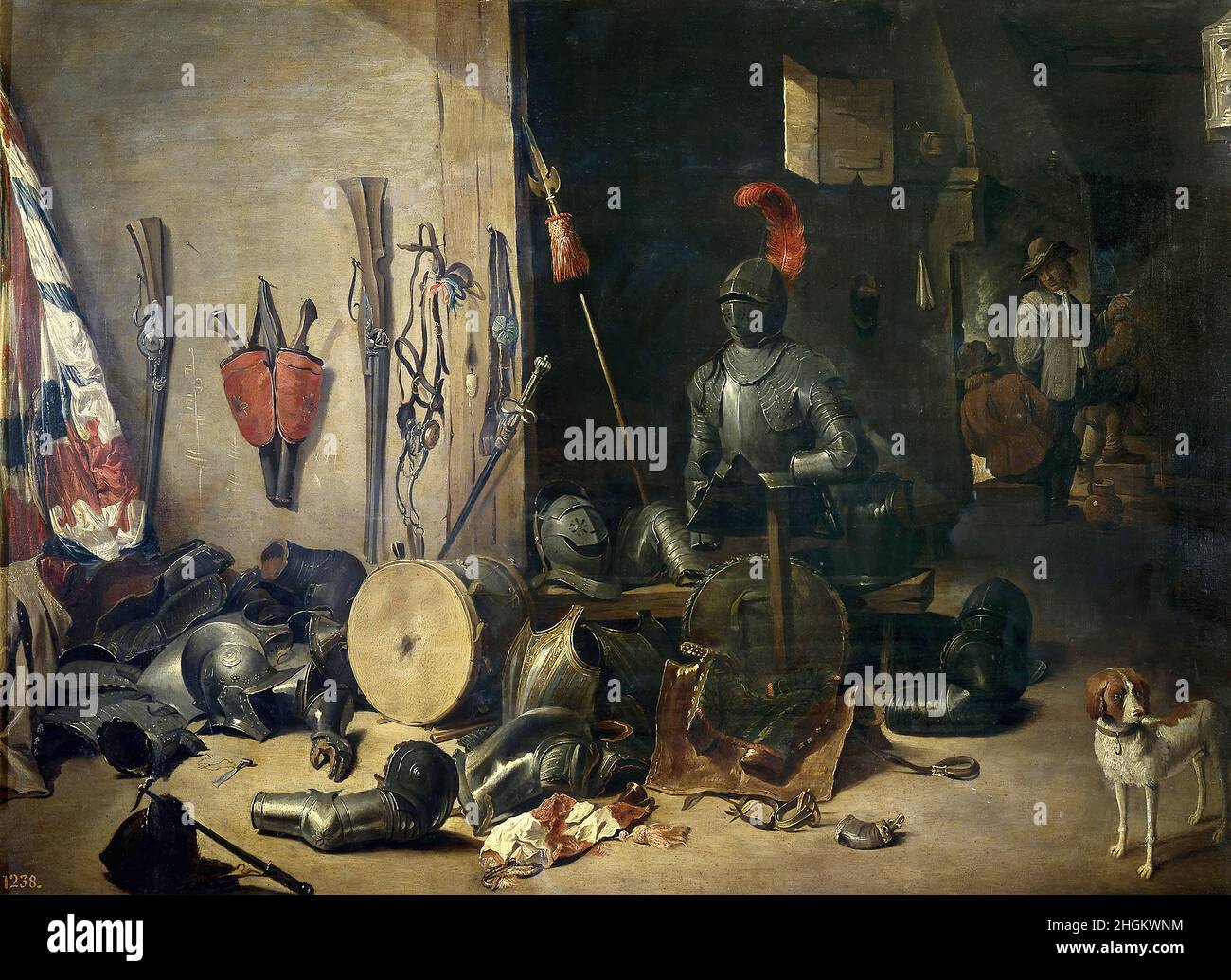 Un cuerpo de guardia - 1650 70 - olio su lamina di rame 49 x 68 cm - Teniers David il giovane Foto Stock