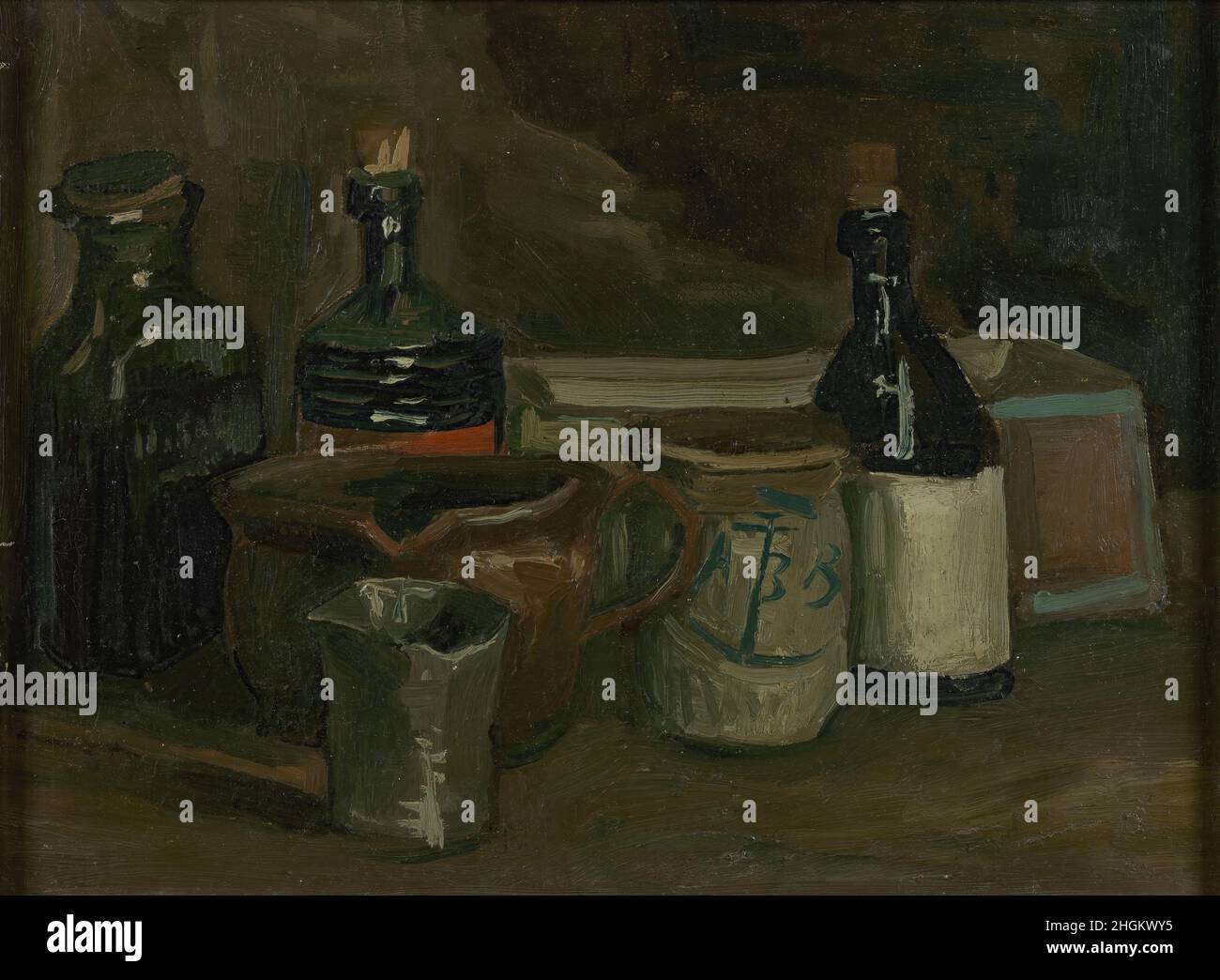 Still Life con bottiglie e Earthenware - 1885 - olio su tela 31,5 x 41,8 cm - vg03Van Gogh Vincent Foto Stock
