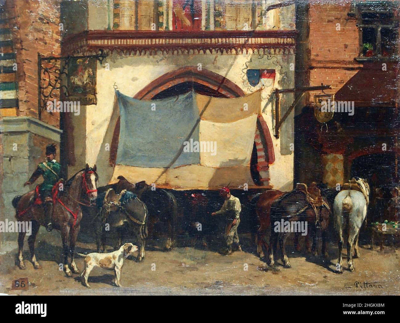 Pittara Carlo - Collezione privata - Bottega di maniscalco- Data sconosciuta - olio su legno 27 x 37 cm - Foto Stock