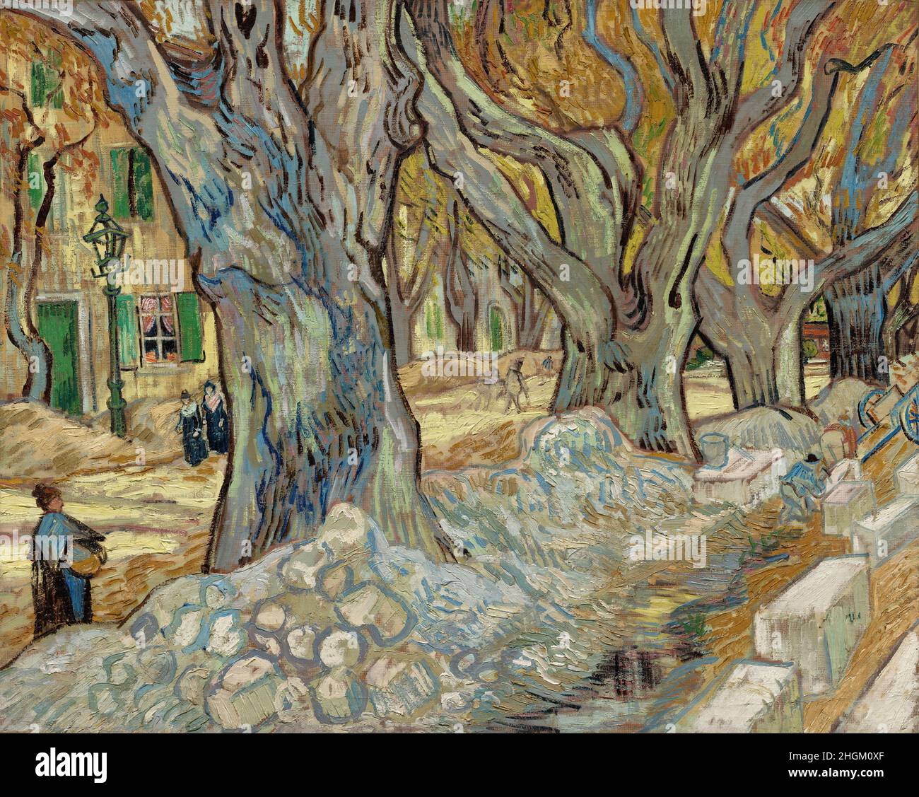 I grandi platani - Menditori stradali a Saint-Rémy - 1889 - olio su tela 73,4 x 91,8 cm - vg13Van Gogh Vincent Foto Stock