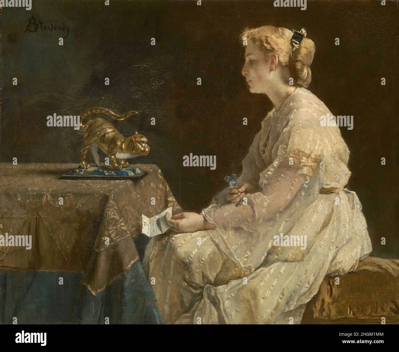 Il presente - 1866 71c. - olio su tela 37 x 46 cm - Stevens Alfred Foto Stock