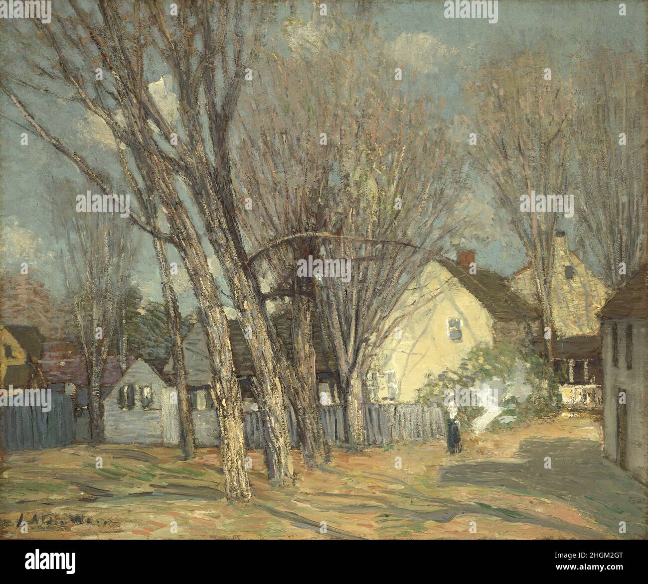 Windham Village - 1913 14c. - olio su legno di mogano 63,5 x 76,2 cm - Weir Julian Alden Foto Stock