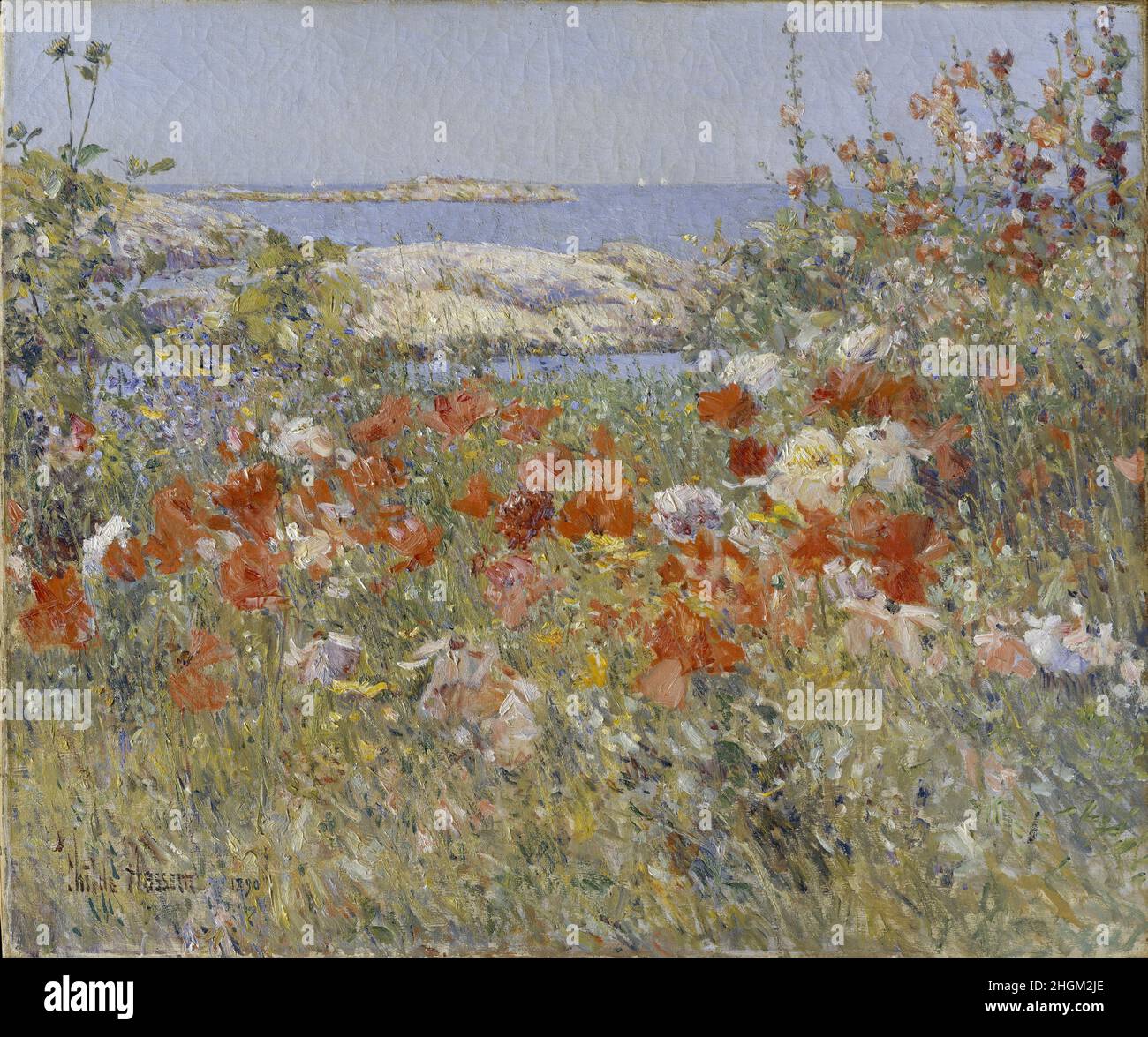 Celia Thaxter's Garden, Isles of Shoals, Maine - 1890 - olio su tela 45,1 x 54,6 cm - Hassam Childe Foto Stock