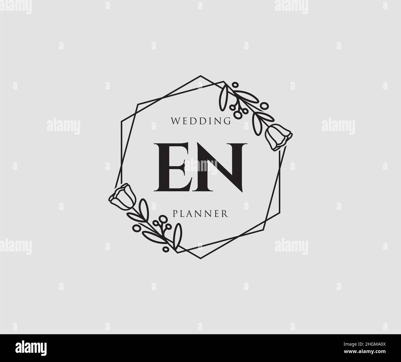 LOGO FEMMINILE EN. Utilizzabile per la natura, salone, centro benessere, cosmetici e loghi di bellezza. Elemento modello di disegno con logo a vettore piatto. Illustrazione Vettoriale