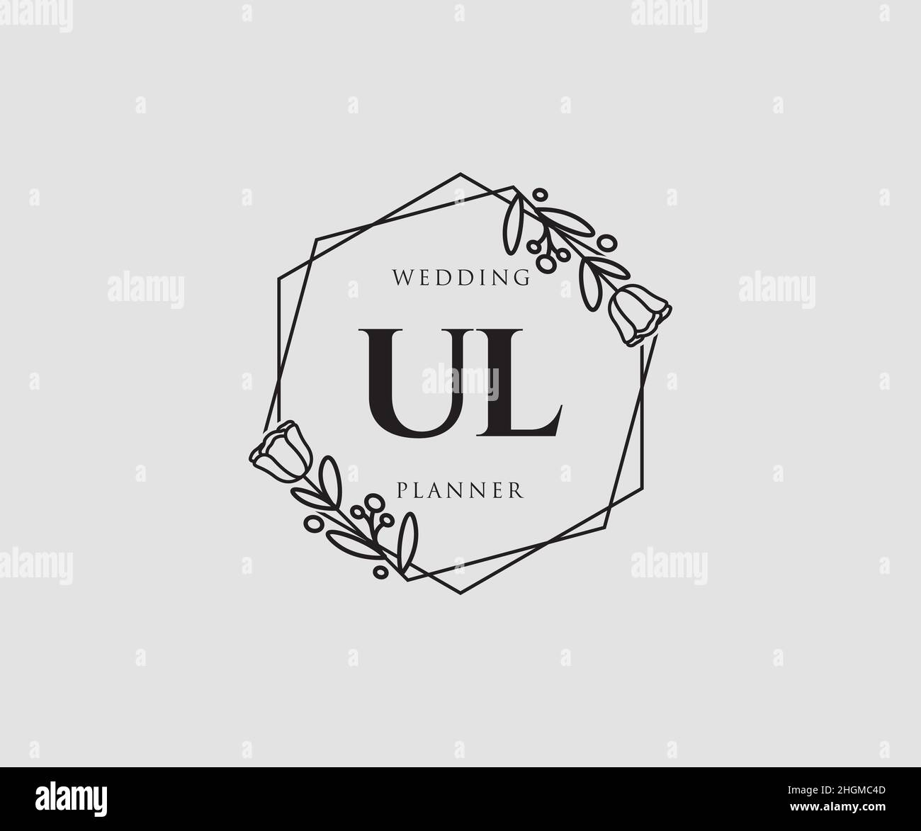 Logo femminile UL. Utilizzabile per la natura, salone, centro benessere, cosmetici e loghi di bellezza. Elemento modello di disegno con logo a vettore piatto. Illustrazione Vettoriale