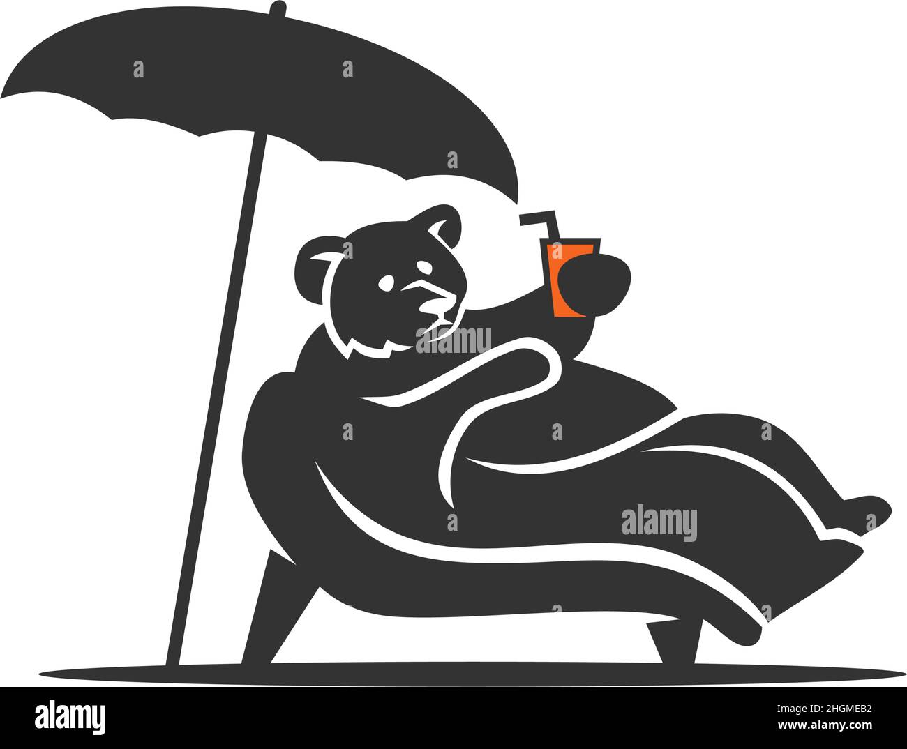 Bear Sleep drink Umbrella Beach icona Illustrazione Brand Identity Illustrazione Vettoriale