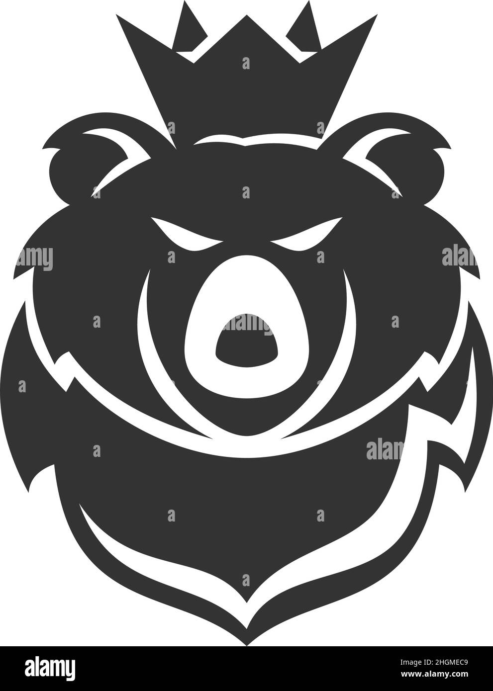 Bear head with crown Icon Illustration Brand Identity Illustrazione Vettoriale