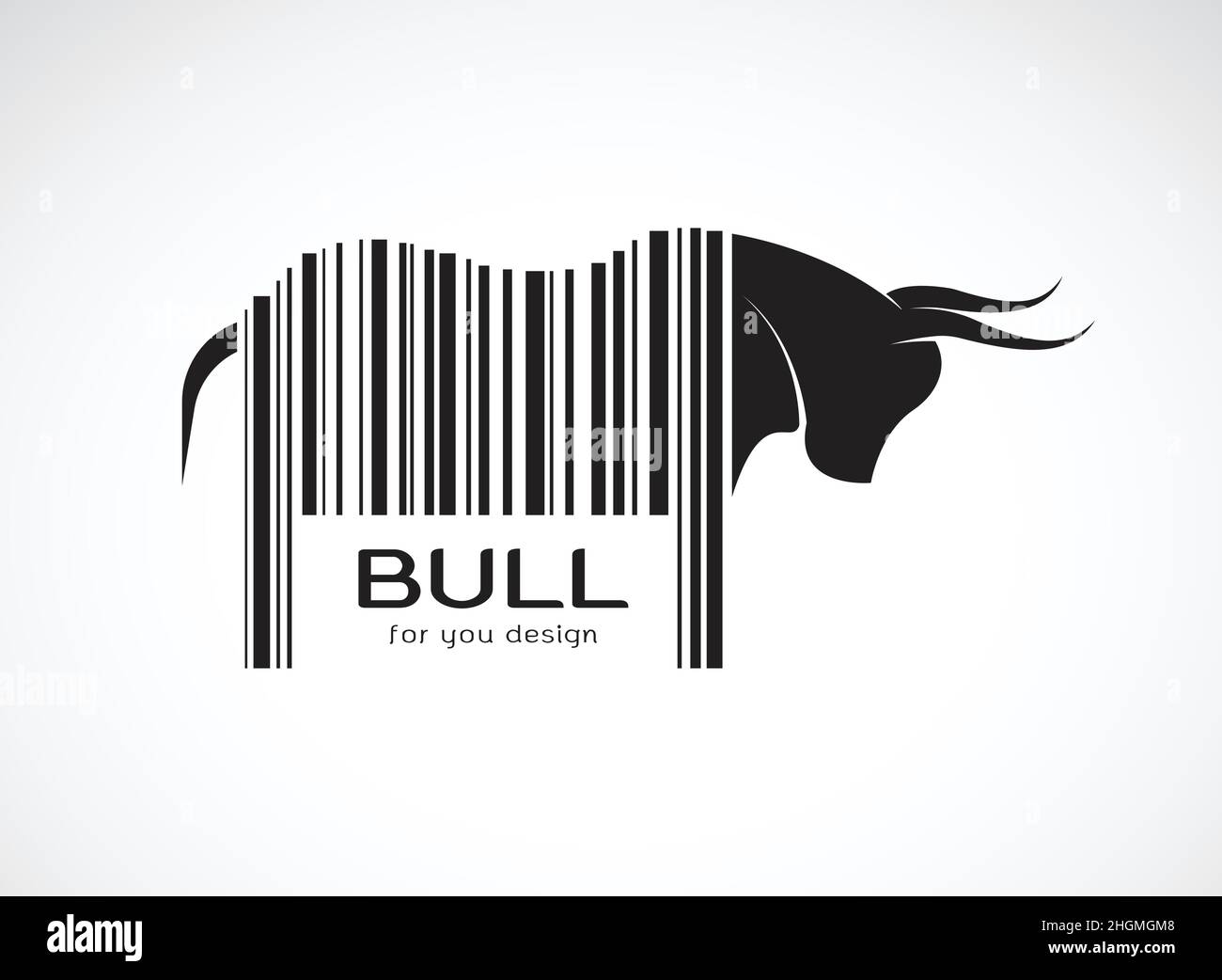 Vettore di toro sul corpo è un codice a barre. Animali selvatici. Design Bull. Illustrazione vettoriale a livelli facilmente modificabile. Illustrazione Vettoriale