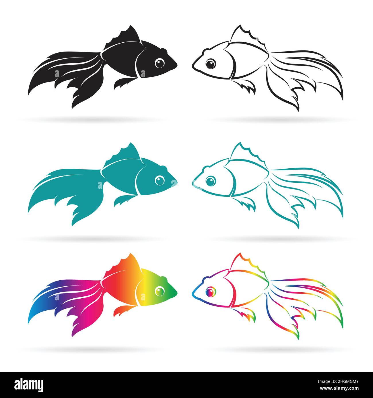 Vettore di pesci rossi su sfondo bianco. Illustrazione vettoriale a livelli facilmente modificabile. Illustrazione Vettoriale