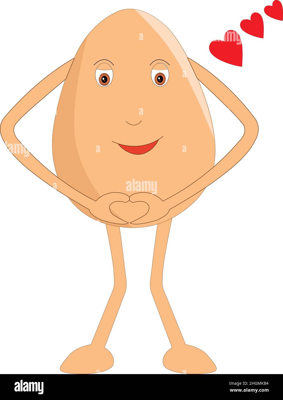 Carino uovo cartoon in amore facendo un segno di forma del cuore per la sua illustrazione vettoriale valentine Illustrazione Vettoriale