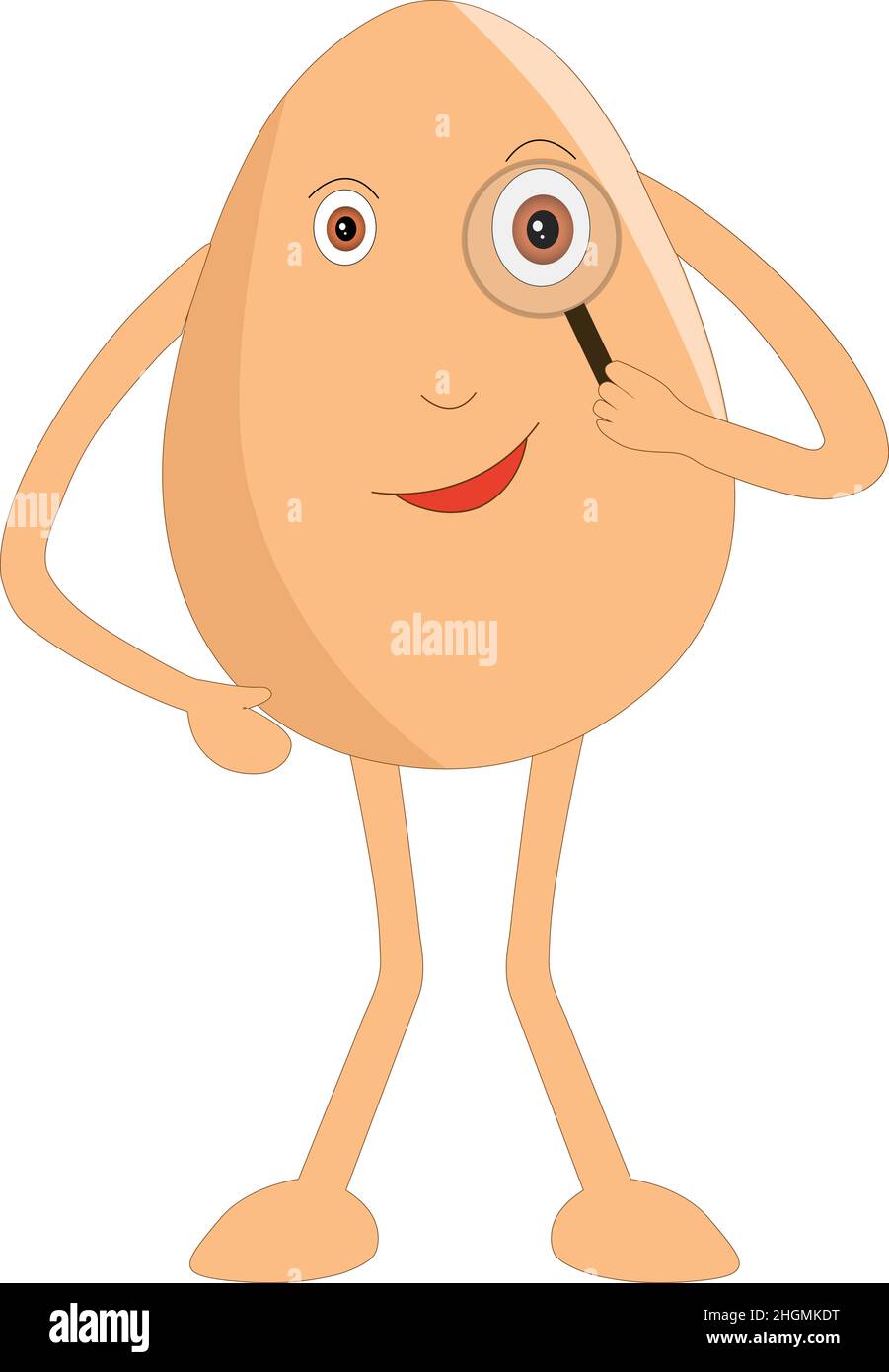 Carino vettore uovo ricerca con lente illustrazione cartoon Illustrazione Vettoriale