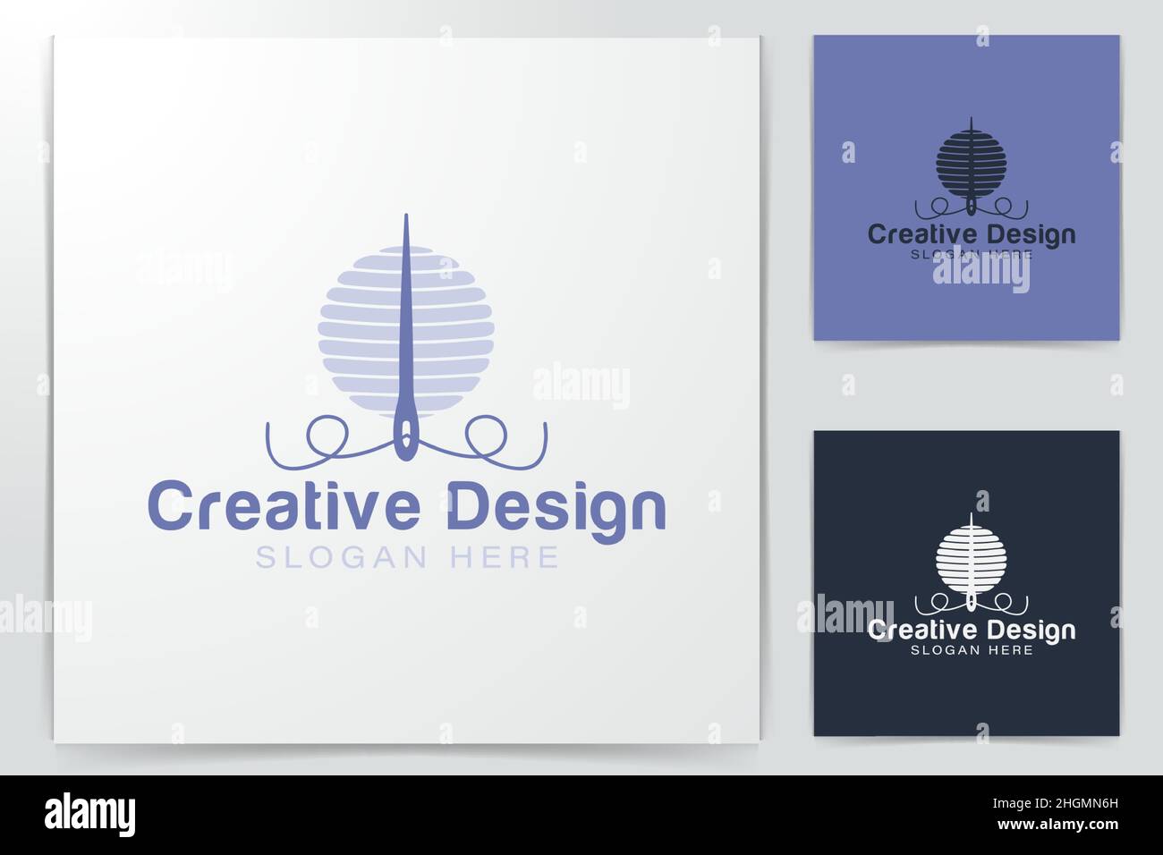 Aghi e spole, idee su misura e logo embroider. Design del logo Inspiration. Illustrazione Vettore Modello. Isolato Su Sfondo Bianco Illustrazione Vettoriale