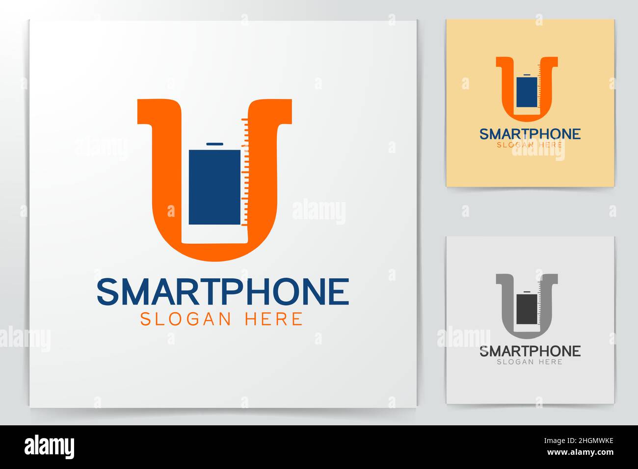 Lettera U e telefono disegni Logo ispirazione isolata su sfondo bianco Illustrazione Vettoriale