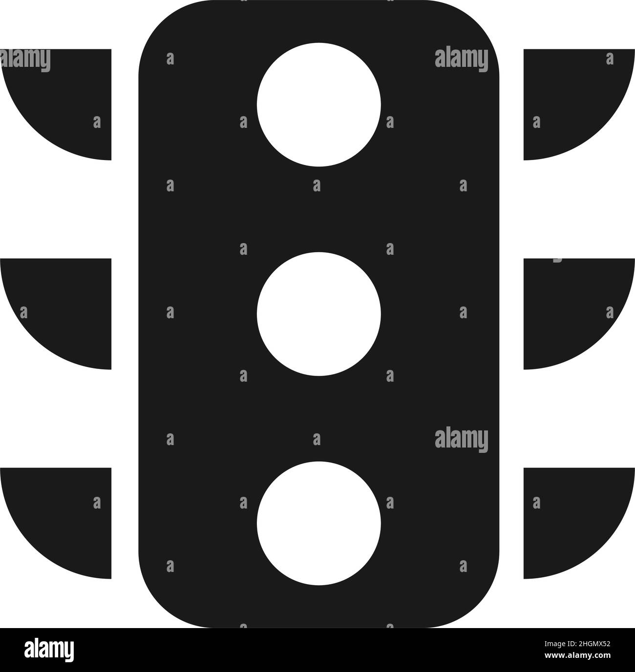 Icona vettore flat semaforo isolata su sfondo bianco Illustrazione Vettoriale