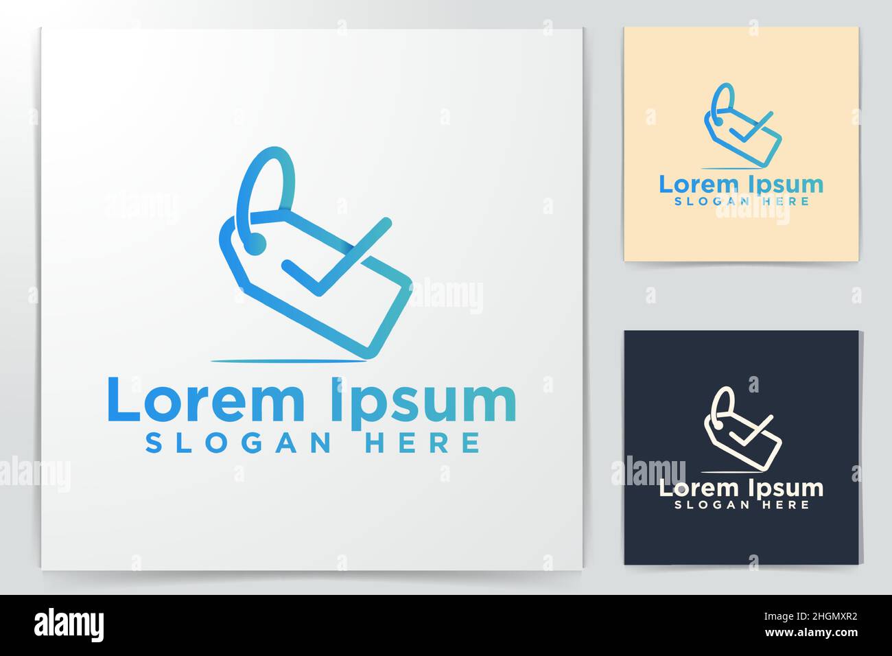 Etichetta e segno di spunta il logo design, illustrazione vettoriale Illustrazione Vettoriale