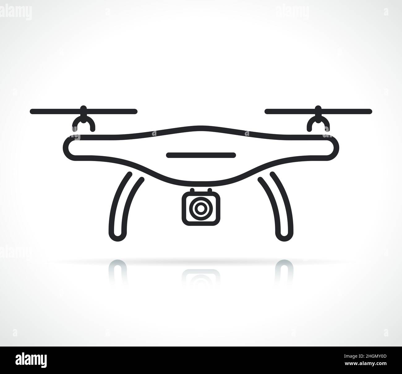 icona drone sottile in bianco e nero Illustrazione Vettoriale