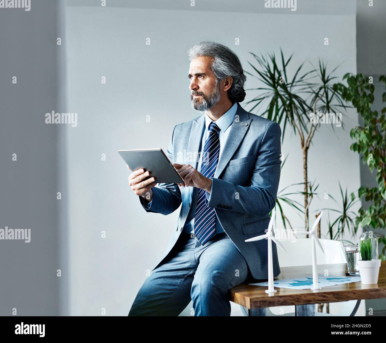 uomo d'affari ritratto affari smart senior successo maturo fiducioso ufficio aziendale executive suit manager anziani serio Foto Stock