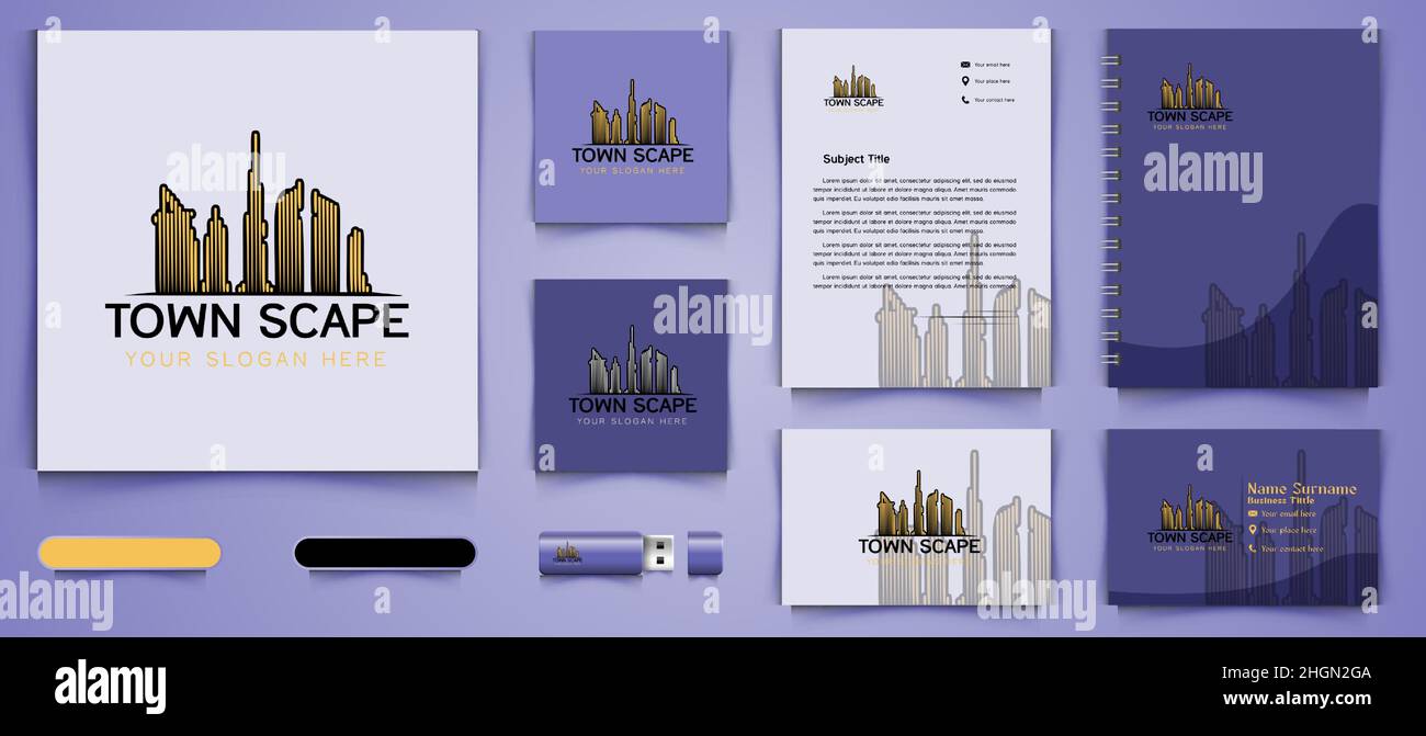 Mono line edificio della città, città, logo appartamento e modello di branding business Design ispirazione isolato su sfondo bianco Illustrazione Vettoriale