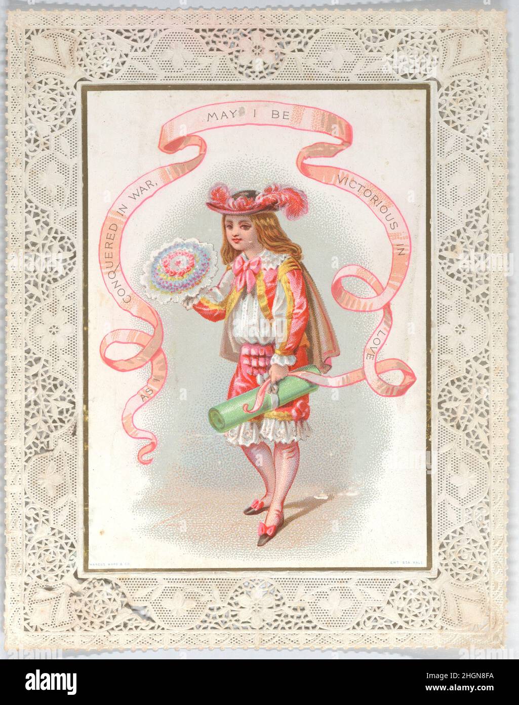 San Valentino prima di 1880 Anonimo. San Valentino. Anonimo. Prima del 1880. Cartoncino bianco con cromolithography, litografia oro, carta pizzo openwork Foto Stock