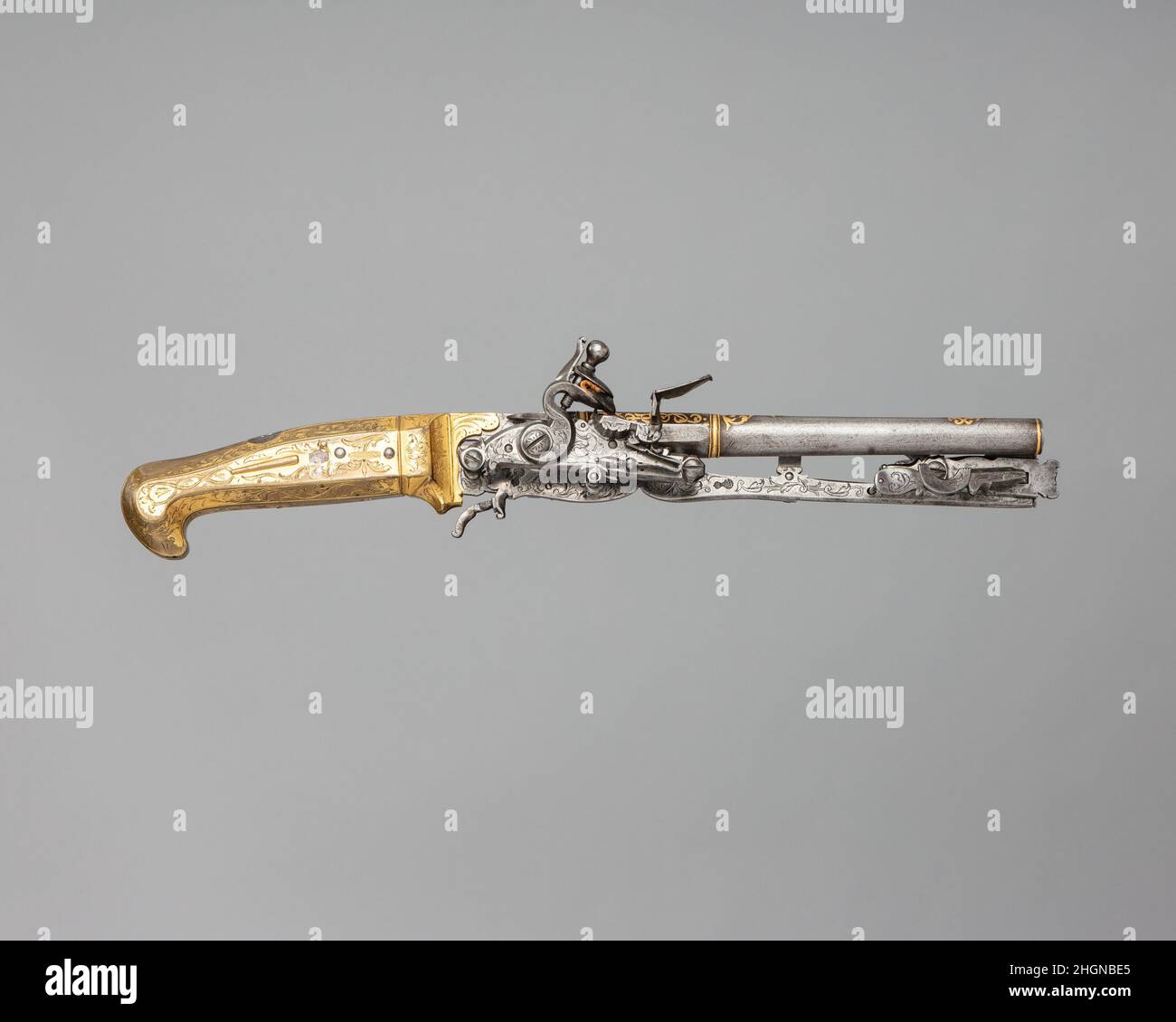 Combinazione Flintlock e portalama 19th secolo turco. Combinazione Flintlock e portalama. Turco. 19th secolo. Acciaio, oro. Armi da fuoco-Pistoli-Flintlock Foto Stock
