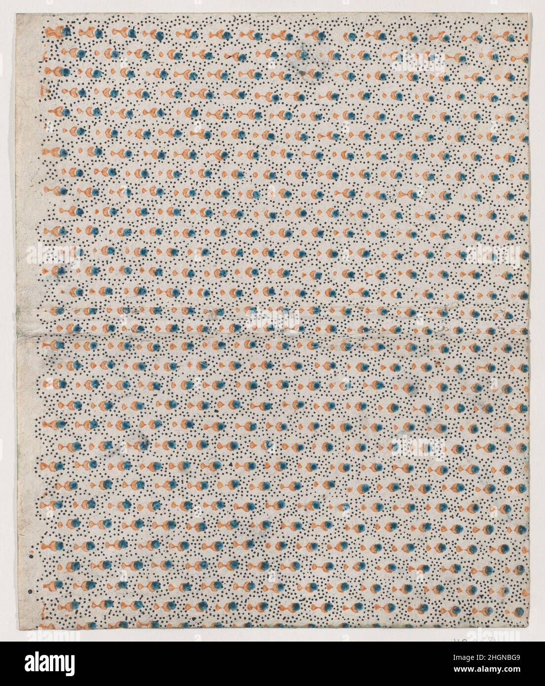 Copertina del libro con motivo generale di arancione e blu puntini 19th secolo Anonimo. Copertina del libro con motivo generale di puntini arancioni e blu. Anonimo , 19th secolo. 19th secolo. Stampa in rilievo (legno o metallo). Stampa Foto Stock