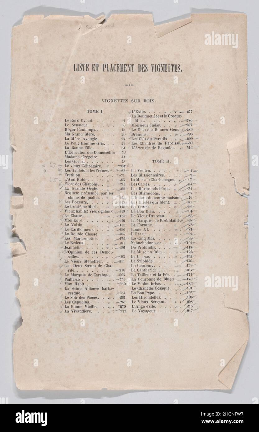 Lista e collocamento di Vignette, per le opere complete di Béranger 1836 Pierre Jean de Béranger. Elenco e collocamento di Vignette, per le opere complete di Béranger. Oeuvres complètes de Béranger. 1836. Premere lettera. Fournier e Perrotin (francese). Stampa Foto Stock