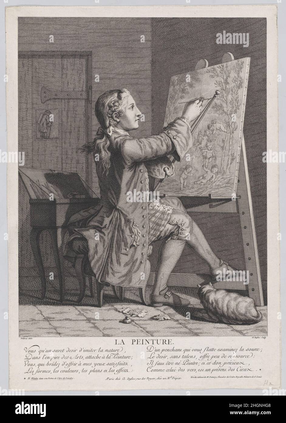 La Peinture 1770–86 Claude Augustin Duflos le Jeune. La Peinture. Relatore intermedio F. R. Delarue (francese, Parigi, ca. 1751). 1770–86. Incisione e incisione. Stampa Foto Stock
